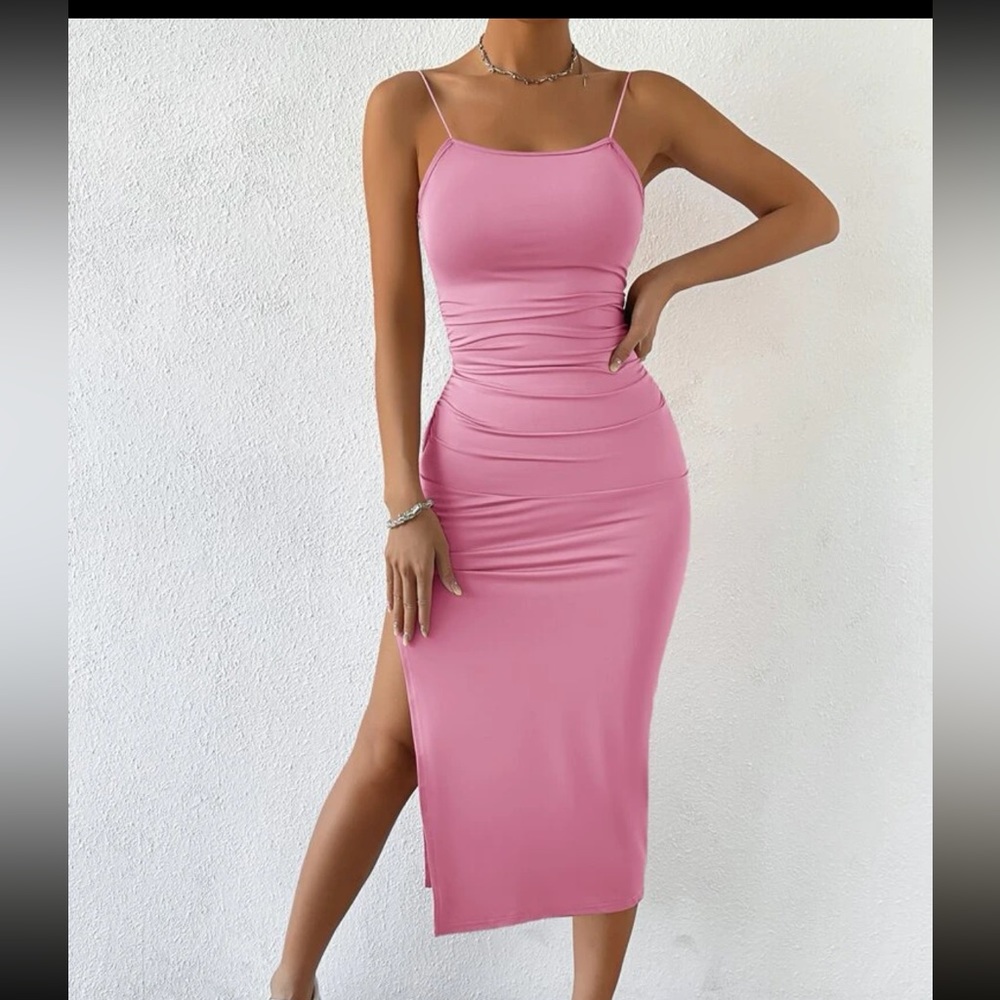 Twist Backless Split Thigh Cami Dress